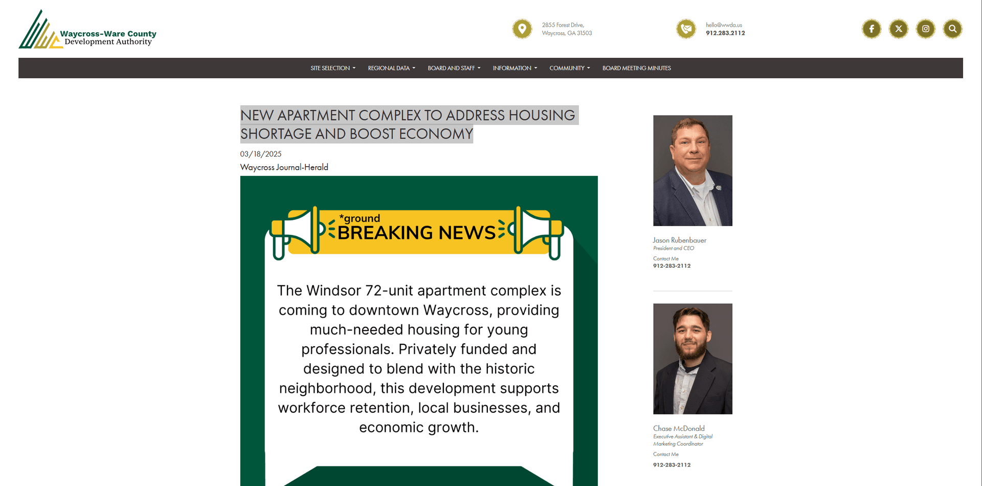 New Apartment Complex to Address Housing Shortage and Boost Economy - Waycross-Ware County Development Authority