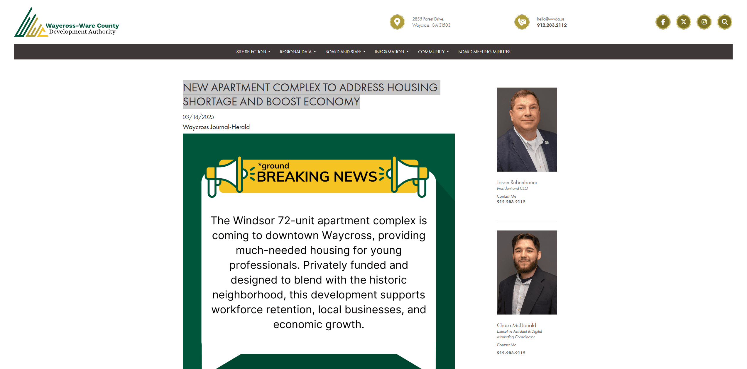 New Apartment Complex to Address Housing Shortage and Boost Economy - Waycross-Ware County Development Authority